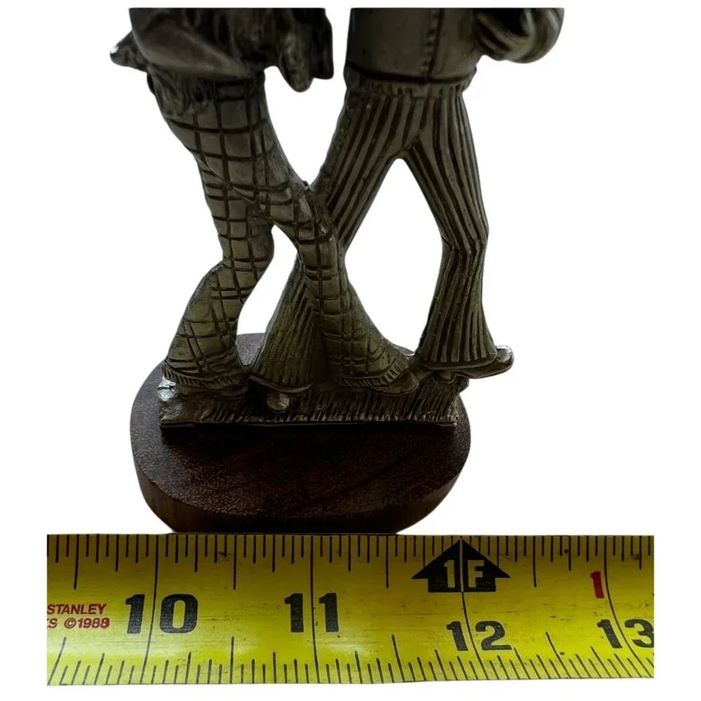 Peltro Cessallato Pewter Sculpture Boy Girl With Dog On Wooden Base 5" T - Picture 5 of 9